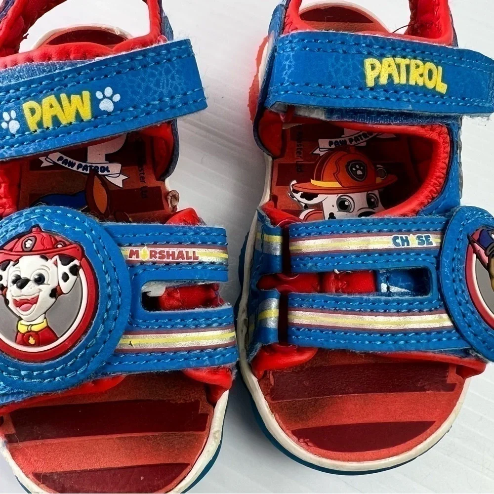 Paw Patrol sandals toddler size 8 Marshall and Chase Hook and Loop straps